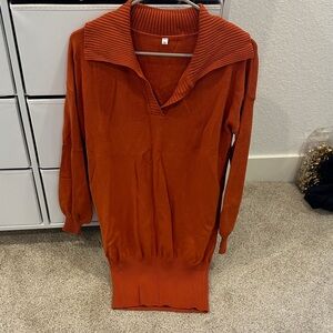 Cozy Orange Sweater Dress for Women